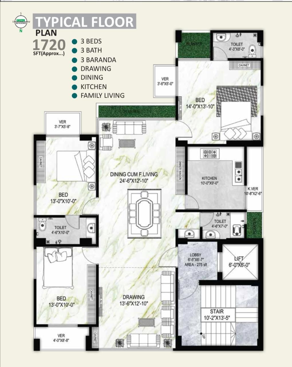 Nestora Nibash typical floor plan